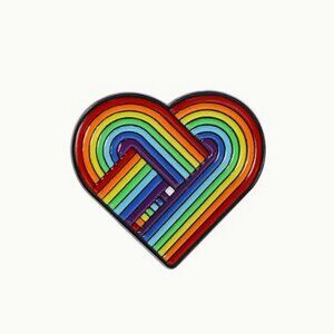 Rainbow Pride Heart Shaped Lapel Pin Enamel Over Metal